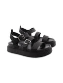 Sandalo platform vegan donna con fibbie