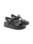 Sandalo vegan con borchie nero da donna