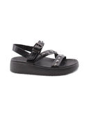 Sandalo vegan con borchie nero da donna
