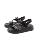 Sandalo vegan con borchie nero da donna
