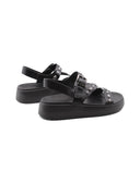 Sandalo vegan con borchie nero da donna