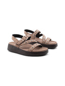Sandalo vegan con borchie nero da donna