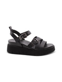 Sandalo vegan nero con zeppa e plateau