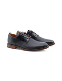 Stringata derby blu in vera pelle uomo