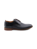 Stringata derby blu in vera pelle uomo