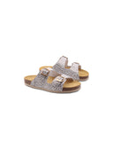 Ciabatta doppia fascia in pelle bimba