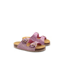 Ciabatta doppia fascia in pelle bimba