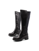 Stivale in pelle con fascia elastica