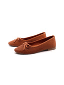 Ballerina in pelle traforata con fiocco