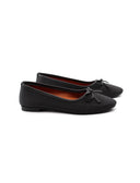 Ballerina in pelle traforata con fiocco