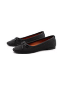 Ballerina in pelle traforata con fiocco