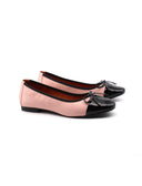 Ballerina in pelle bicolore con fiocco