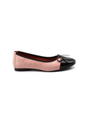 Ballerina in pelle bicolore con fiocco