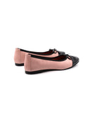 Ballerina in pelle bicolore con fiocco
