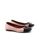 Ballerina in pelle bicolore con fiocco