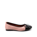 Ballerina in pelle bicolore con fiocco