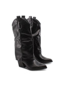 Stivale texano nero con gambale largo