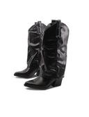 Stivale texano nero con gambale largo