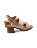Sandalo oro da donna con tacco a blocco