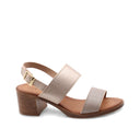 Sandalo oro da donna con tacco a blocco
