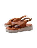 Sandalo zeppa in pelle da donna