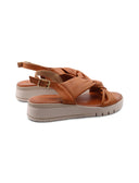 Sandalo zeppa in pelle da donna
