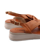 Sandalo zeppa in pelle da donna