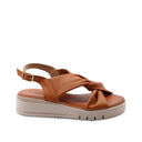 Sandalo zeppa in pelle da donna