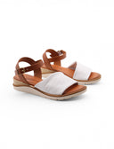 Sandalo zeppa in pelle da donna