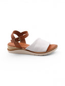 Sandalo zeppa in pelle da donna