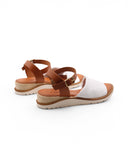 Sandalo zeppa in pelle da donna