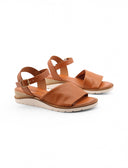 Sandalo zeppa in pelle da donna