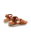 Sandalo zeppa in pelle da donna