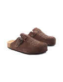 Sabot scamosciato con ricami da donna
