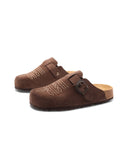 Sabot scamosciato con ricami da donna