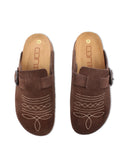 Sabot scamosciato con ricami da donna