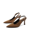 Décolleté slingback in raso da donna