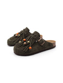 Sabot scamosciato con frange da donna