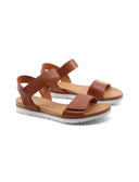 Sandalo flat in pelle da donna