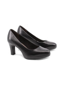 Décolleté nera in pelle con plateau