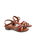 Sandalo multicolor in pelle da donna