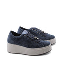 Sneaker gioiello in velluto blu donna