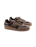 Sneaker animalier con glitter da donna