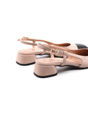 Décolleté slingback bicolor tacco basso