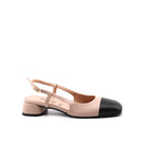 Décolleté slingback bicolor tacco basso
