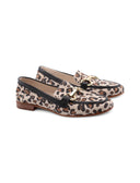 Mocassino animalier con morsetto donna