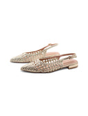 Ballerina slingback metallizzata donna