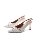 Décolleté slingback bianca con strass