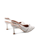 Décolleté slingback bianca con strass