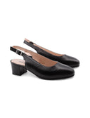Décolleté slingback nera in pelle donna